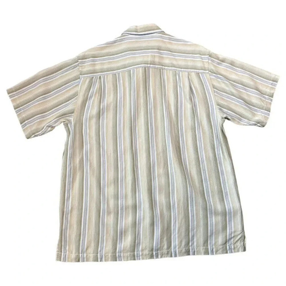 Tommy Bahama Short Sleeve Shirt Sage Green Striped Button Up Size Large - Picture 6 of 7